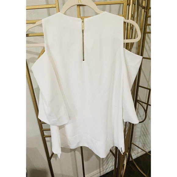 Ted Baker London Careo Top Womens Size 3 Cold Shoulder Back Zip Tiered Blouse - Picture 4 of 6